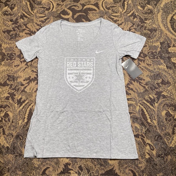 Nike Tops - Nike Chicago Red Stars Soccer NWSL women's v-neck Gray t-shirt Size Small New A